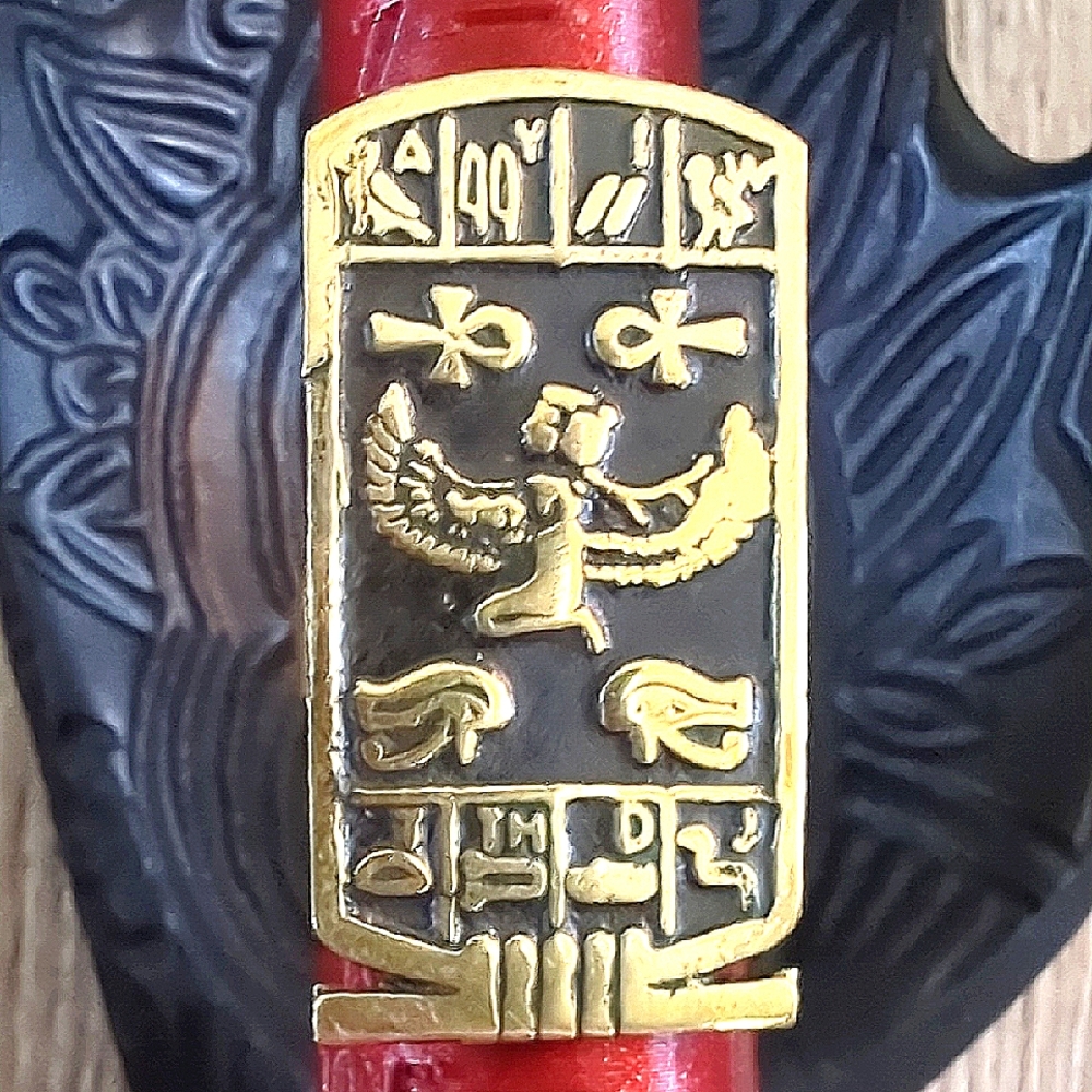 Egyptian Isis Goddess Hieroglyphics Cartouche Brass Ring